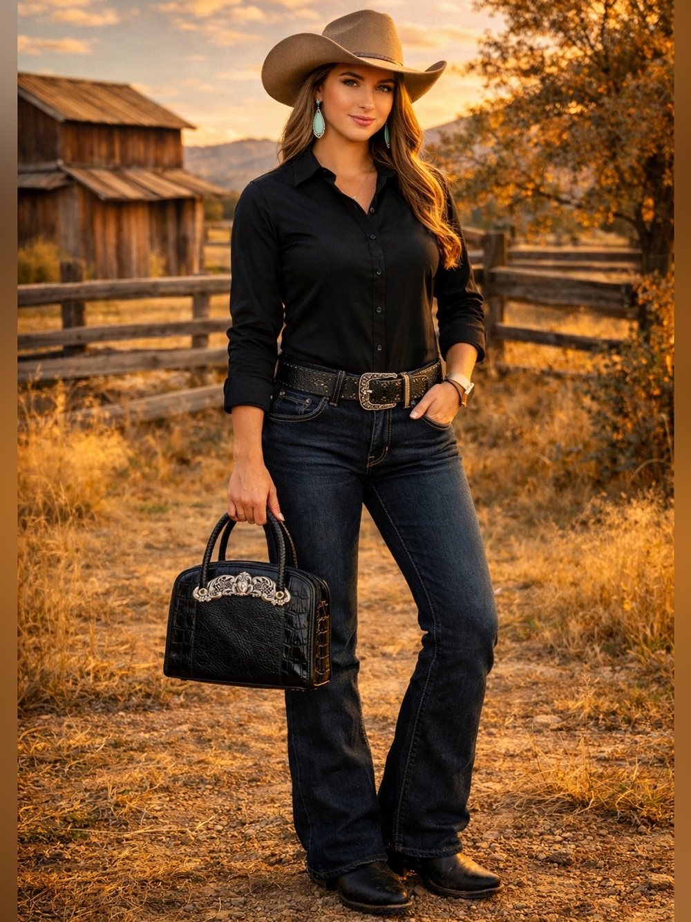 Brighton Black Women's Top-Handle Bag with Ornate Silver Accent